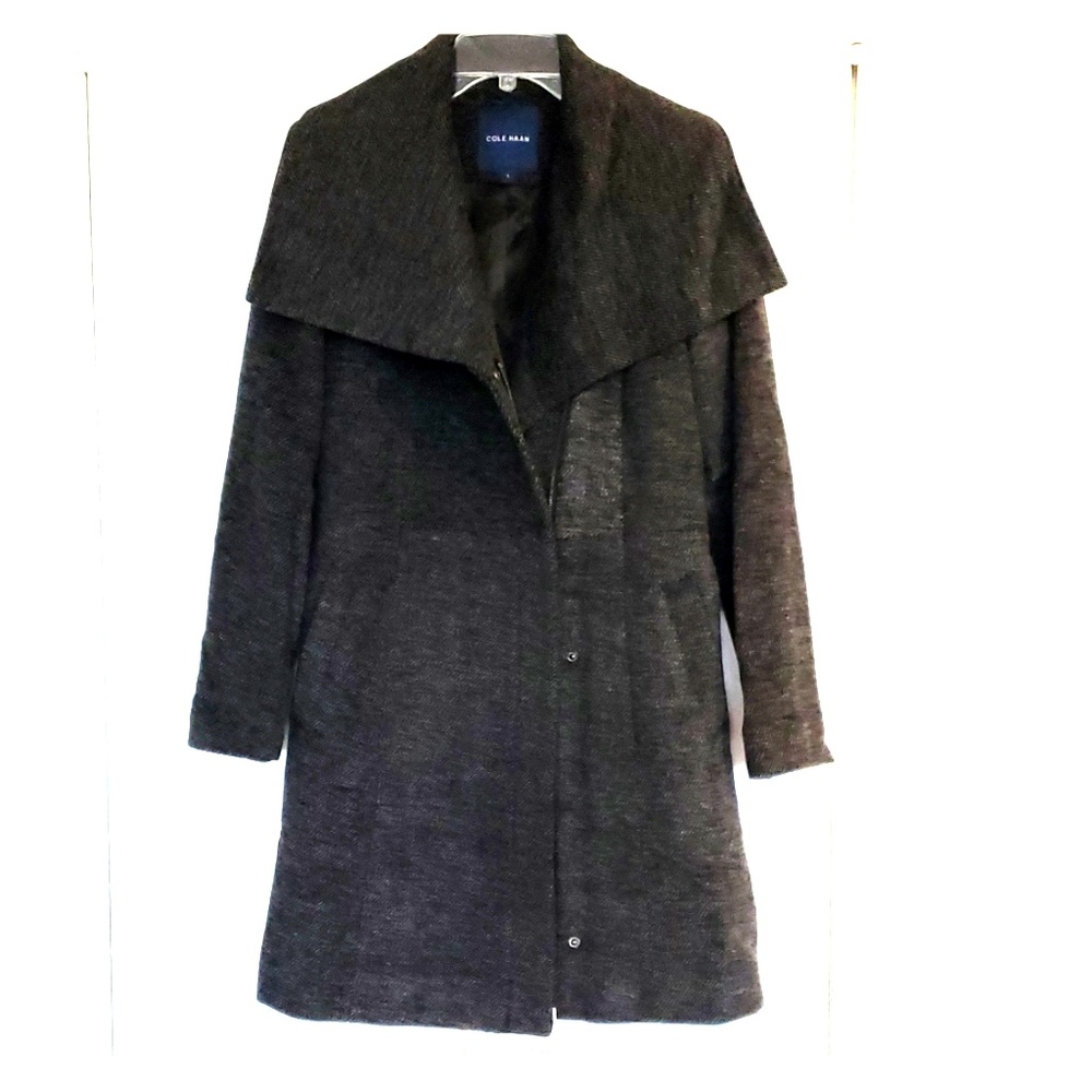 Wool coat- grey twill - cole haan - NWT